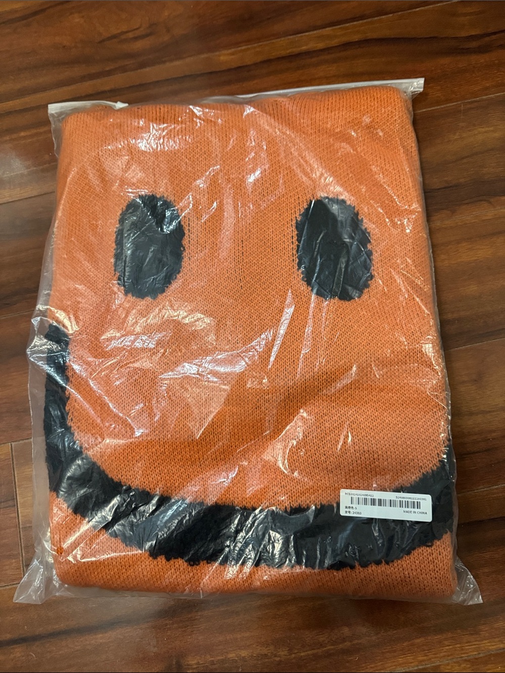 Orange Smiley Knit hoodie Sweater
